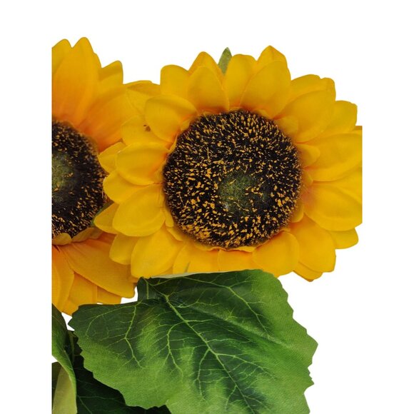 Artificial Sunflowers For Wreath Making 5 Stems With Leaves Yellow & Green 5" Wi - Picture 5 of 11
